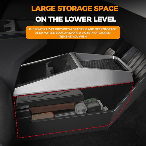 Floor Console Organizer For Tesla Cybertruck 2024+ Multifunctional Storage Box - Picture 8 of 14