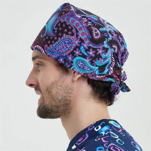 Womens/Mens Florals Printed Cap Scrub Hat/Cap Head Wear Adjustable Accessories - Picture 313 of 660