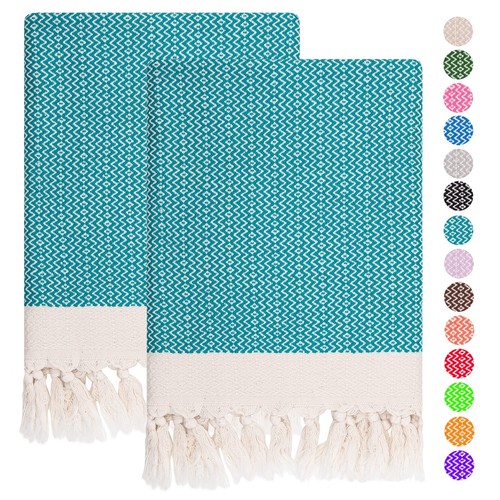 Casual Hand Towels for Bathroom - Kitchen - Set of 2 -%100 Cotton - Pre Washe... - Picture 1 of 6