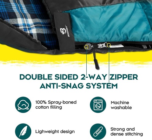 Camping Schlafsack Flanel 3-4 J+W Winter leicht für Erwachsene - Bild 6 von 10