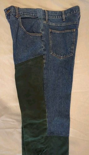Browning Blue Jeans 34/36x32 Green Waxed Front Briarproof Brush Hunting Pants - Picture 6 of 14