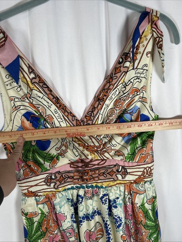Anthropologie Größe 2 gebunden Acionna Seidenkleid Collette Dinnigan gebraucht, in einwandfreiem Zustand auffällig hell - Bild 8 von 18