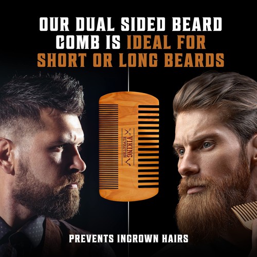 Beard Comb & Beard Brush Set for Men - Natural Boar Bristle Brush and Dual Ac... - Picture 4 of 8
