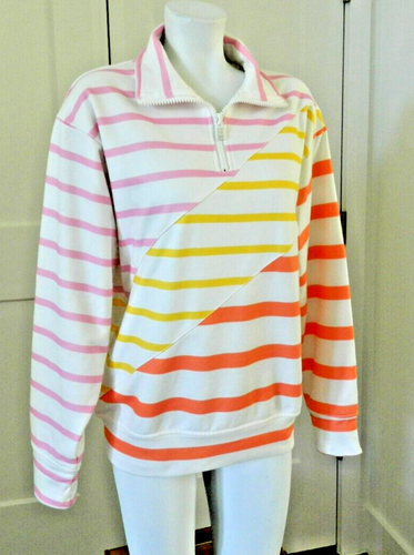 Solid & Striped Quarter-Zip Pullover Sweatshirt in Colorblock Stripe sz XS $188 - Picture 5 of 10