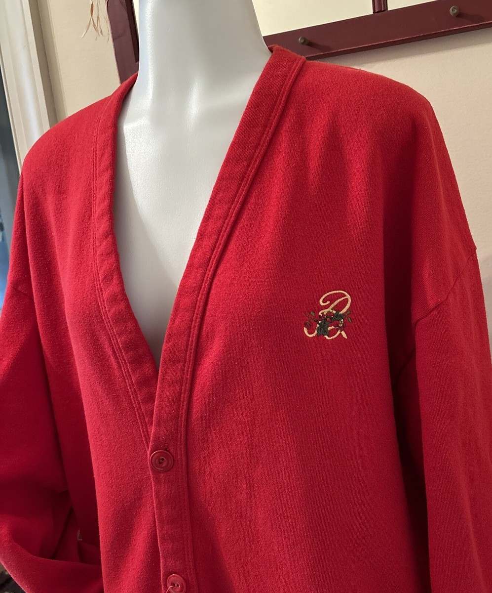 Jerzees Cardigan Sweatshirt Red Made in USA One Size Fits