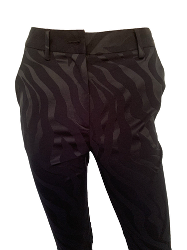 JUST CAVALLI Black Jacquard Zebra Tapered Cropped Trousers UK 8 US 4 IT 40 NEW - Picture 4 of 23