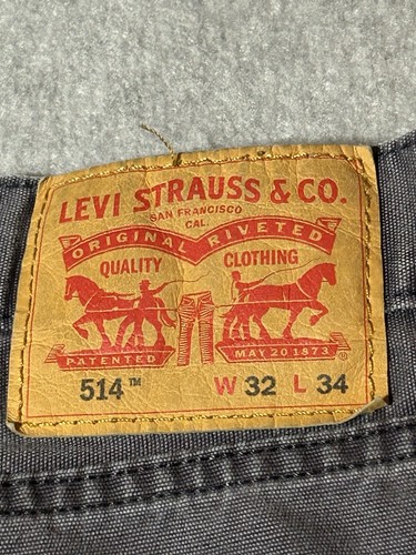 Levis 514 Jeans Mens W32 L34 Black Grey Straight Tapered White Tag Denim - Picture 15 of 15