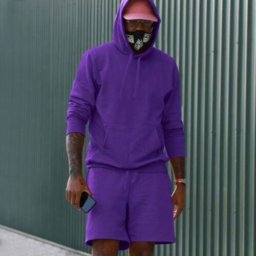 Men Jogger Sets Long Sleeve 2 Piece Outfits Mens Hooded Gym Lounge Solid Color - Picture 12 of 32