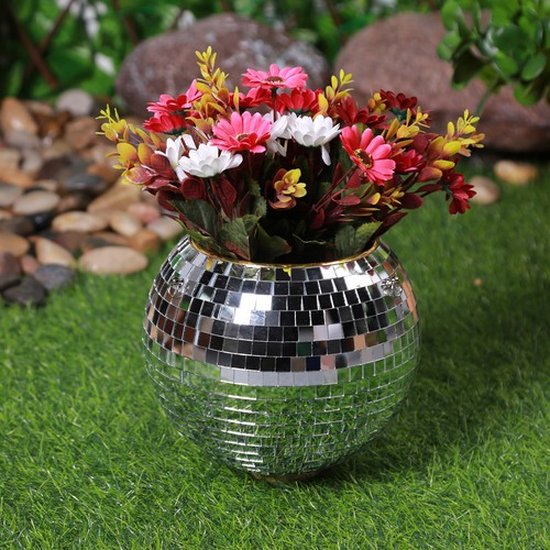 Mirror Ball Flower Pot with Hooks Chain - Garden Disco Ball Hanging Planter QDE - Picture 7 of 24