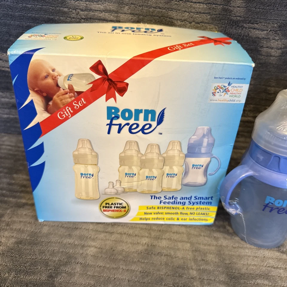 Garrafa Born Free BPA FREE Conjunto Inteligente Seguro NOVO COFRE CAIXA ABERTA 5 Garrafas + Bico - Imagem 3 de 4