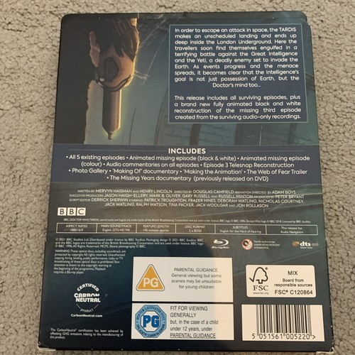 Doctor Who The Web Of Fear Special Edition Blu-ray Steelbook Slight Wear - Picture 2 of 10