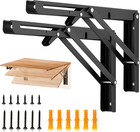 12 Inch Heavy Duty Folding Shelf Brackets, 2 Pack (1 Pair) Collapsible Wall M...
