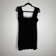 J.Crew Women 6 Black Stretch Cotton Poplin Sleeveless Ruffle-Trim Mini Dress