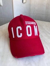 DSQUARED2 Red White Baseball Cap Vintage Logo 3D ICON Destroyed Hat 2000s Y2K