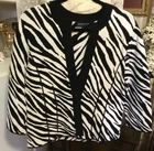 New Women's Sassy Jones New York Signature Black White Zebra Knit Sweater Top PL