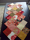 Handmade Quilted Table Runner Multi Colored Zig Zag Reversible 45 x 19