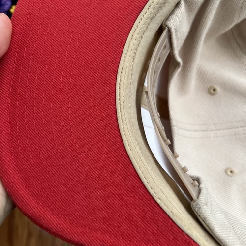 Brixton mfg. co Tan Red Cotton Adjustable Logo Snapback Hat Cap - Picture 3 of 3