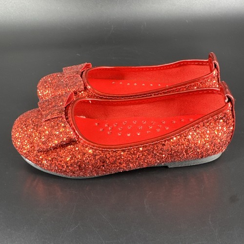 Wizard of Oz Dorothy Deluxe Red Glitter Costume Shoes Slippers Child's Size Med - Picture 3 of 10