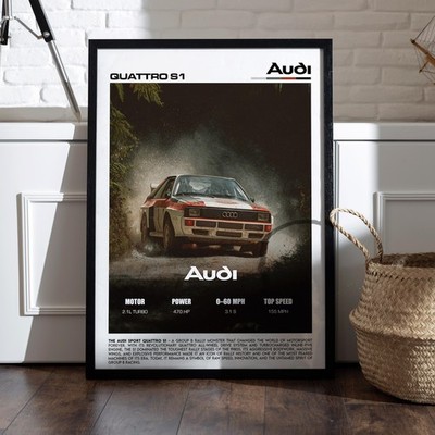 Audi Sport Quattro S1 Poster Group B Rally Legend Wall Art Print Decor