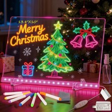 LED Note Board with Colors, 13.8"X10" 4 Modes & 7 Colors Rewritable LED Acrylic 