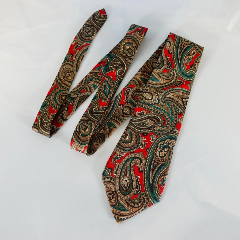 Corbata Western Boho para Hombre Marrón Rojo Paisley Seda Audaz TRADICIONES AMERICANAS EE. UU. Foto 3 de 4