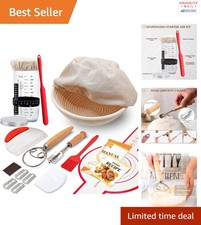 Sourdough Starter Kit with 9cm Proofing Basket and Glass Storage Jar for Baking