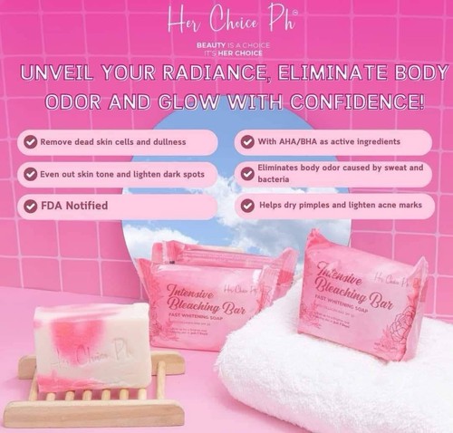 2 bars Her Choice Intensive Bleaching Bar Fast Whitening Soap (120g each) - Picture 2 of 5