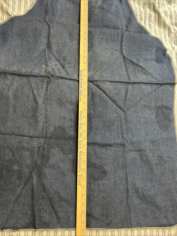 Vtg Distressed Indigo Denim Selvedge Apron Workshop WORK WEAR Pontiac Plant - Image 3 of 4