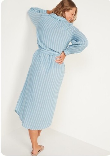 Old Navy Midikleid Langarm Taille definiert gestreift  - Bild 3 von 4