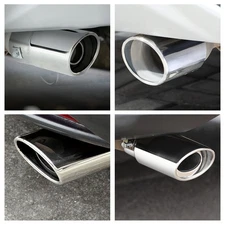 Silver Car Exhaust Pipe Tip Rear Tail Throat Muffler Stainless Accessories Parts