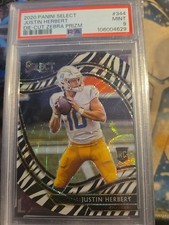 2020 Panini Select Field Level Justin Herbert #344 Zebra Die Cut (RC) Insured