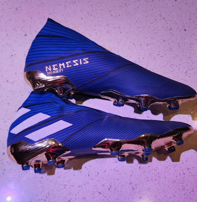 RARE Adidas Nemeziz 19+ lace-less Messi authentic boots/cleats blue/gold soccer