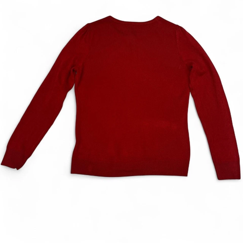 Cárdigan East 5th Rojo Abotonado Para Mujer Pequeño Grande Acrílico Tejido Preppy Informal Foto 2 de 4