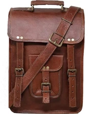 Men's shoulder bag made of genuine brown leather in vintage style, new