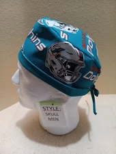 Miami Dolphins Men's Skull/Chemo Surgical Scrub Hat/Cap Handmade