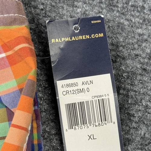 Polo Ralph Lauren Swim Shorts Mens XL Orange Plaid Drawstring Mesh Lined Beach - Picture 3 of 22
