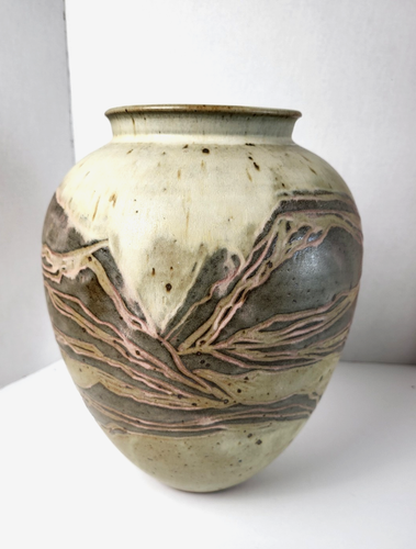 Vintage Kunstkeramik Vase signiert Steinzeug/Ton handgeworfen gesprenkelt - Bild 5 von 10