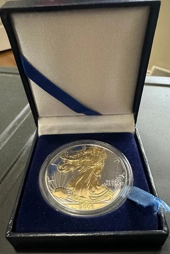 2006 American Silver Eagle $1 Coin - 24k Gold Gilded -1 Troy oz .999 Fine Silver