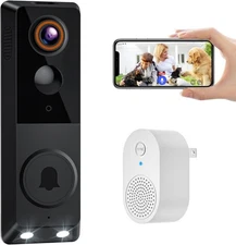 1080p Wireless Doorbell Camera with Indoor Receiver, Enhanced Security with AI H
