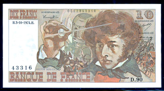 Geldschein Frankreich 10 Francs 1974 gute Bedarfserhaltung