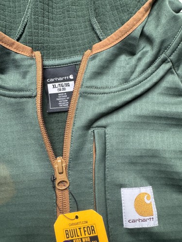 Carhartt Full Zip Sweatshirt Hoodie Youth XL 18 20 Green Performance Force New - Picture 3 of 6