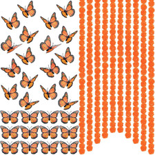 40 Pieces 5 Ft Day of the Dead Marigold Garland Set Including 10 Pcs Long Orange