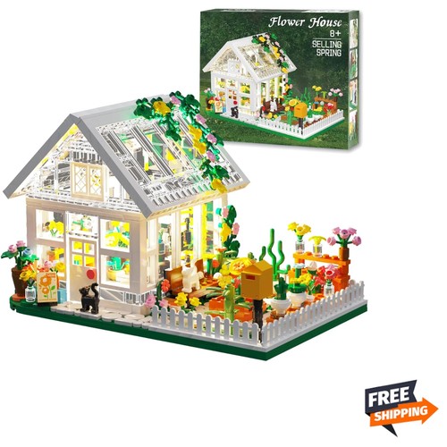 Encantador juguete de construcción de casa de flores con luces LED - Regalo perfecto para niñas - Imagen 1 de 11