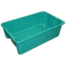 Molded Fiberglass Nest and Stack Tote 780308-5170 - 19-3/4" x 12-1/2" x 6" Green