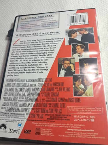 Sabrina DVD Harrison Ford Greg Kinnear Julia Ormand Widescreen 2001 Romantic - Picture 2 of 2