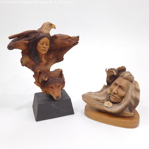 Vintage Neil Rose Buffalo Heart Numbered & Cain Artist Signed Art Sculptures