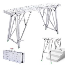 Work Platform Step Ladder Load 330LBS, Non-Slip Aluminum Portable Step Ladder