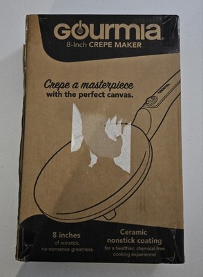 Gourmia 8  Electric Crepe Maker   Nonstick Ceramic Surface, One-Touch Operation,