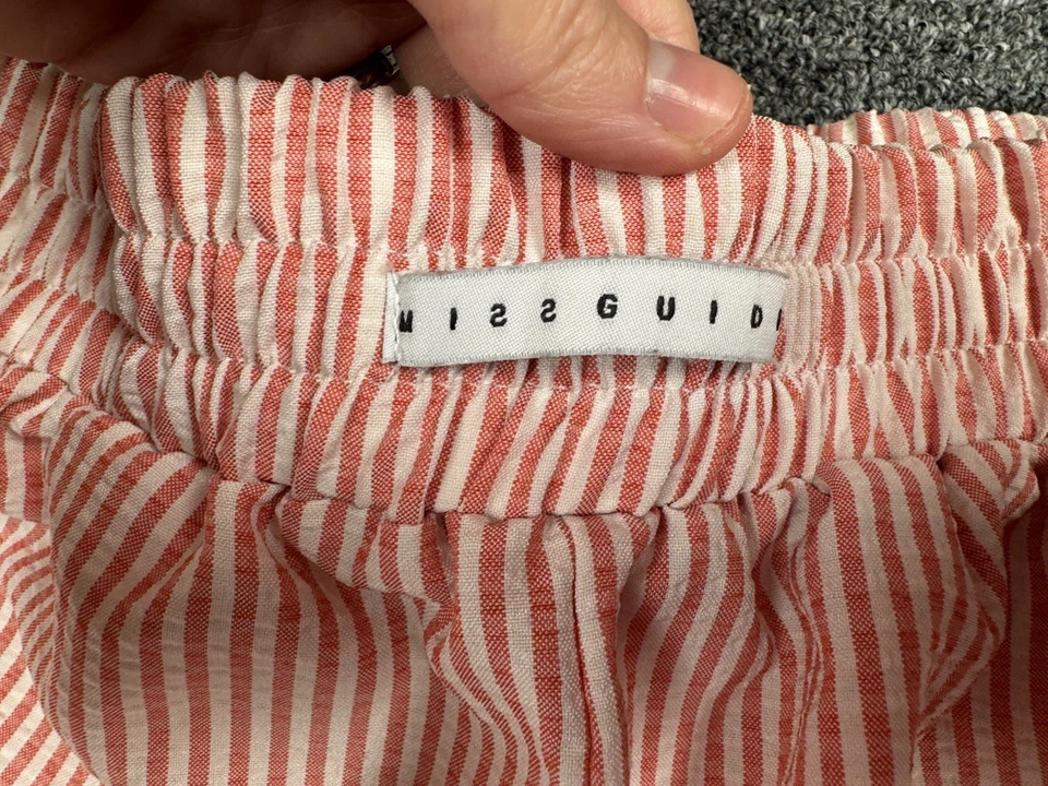 Pantalones Cortos Missguided Rojo A Rayas Algodón Para Mujer Talla Pequeña Cintura Elástica Foto 3 de 4