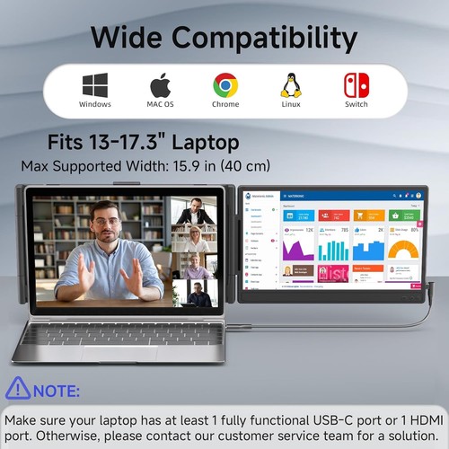 Matte Laptop Screen Extender 14-inch IPS 3ms FHD 1080P  Laptop Portable Monitor - Picture 7 of 15